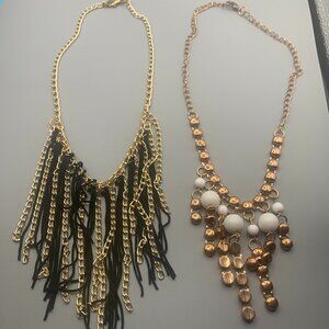 Lot of 2 Dangling Pendant Collar Necklaces